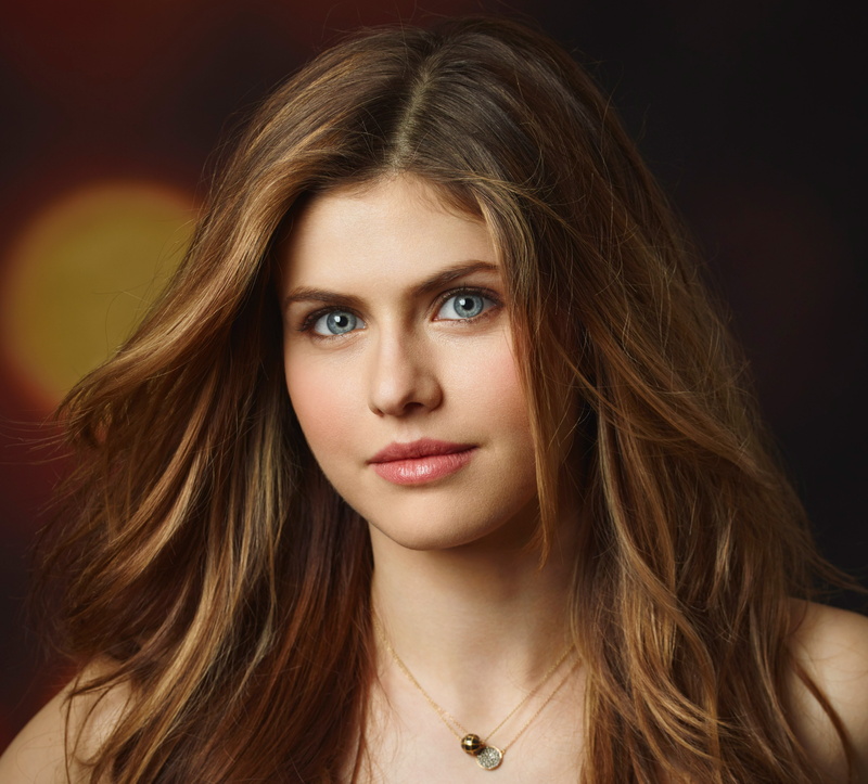 brunette, actress, necklace, blue eyes, 4K, Alexandra Daddario, celebrity