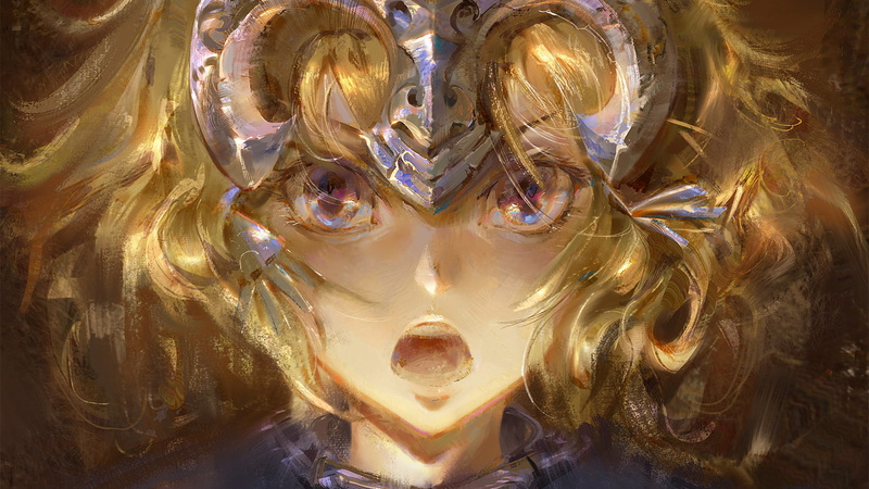1080P, anime girls, Fate/Grand Order, Ruler (Fate/Grand Order), blue eyes, Fate Series, blonde, Jeanne dArc, gloss, gold