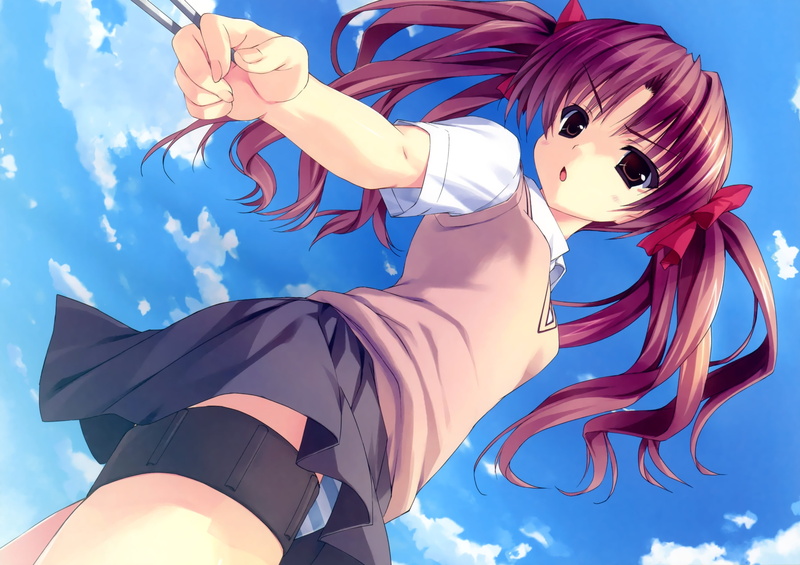 uniforms, redheads, kagaku, hd, bows, miniskirts, art, people, upskirt, railgun, girls, shirai, kuroko, hair, anime, short, aru, 2K