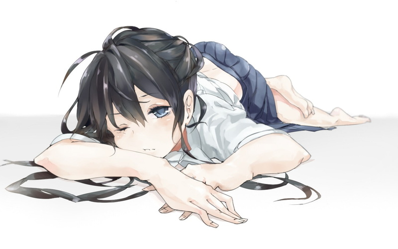 anime girls, sleepy, 720P