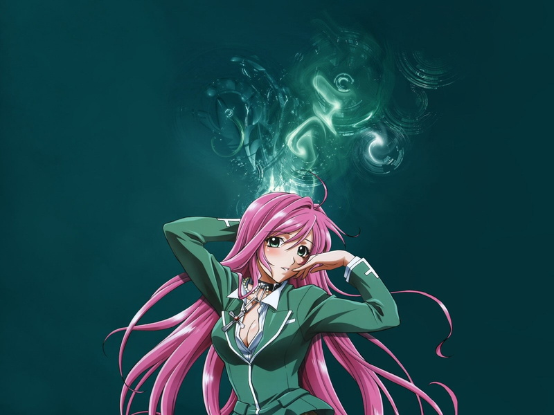 Rosario + Vampire, adult, portrait, young women, beautiful people, hair, looking at camera, indoors, fashion, anime girls, beauty, young adult, green color