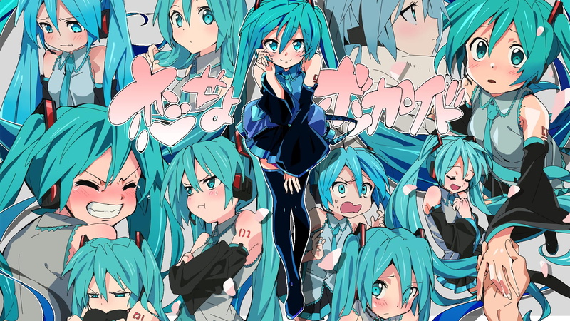 1080P, blush, turquoise eyes, anime girls, tears, turquoise hair, Hatsune Miku, twintails, turquoise, anime, headphones, Vocaloid