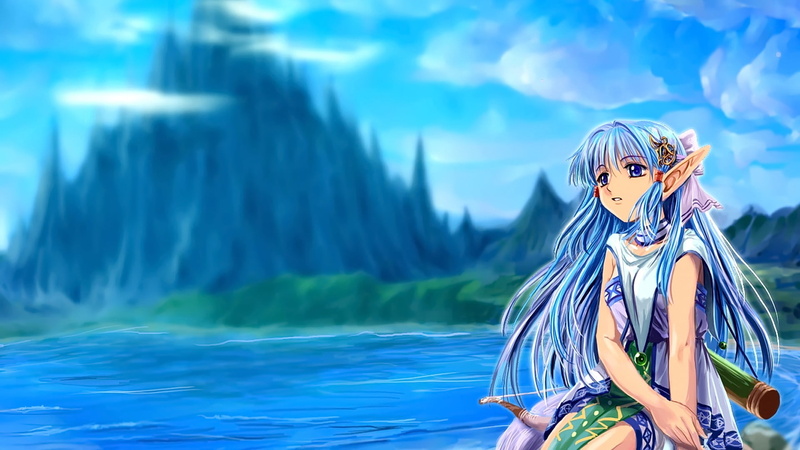 young adult, one person, standing, beauty in nature, leisure activity, anime girls, hair, clouds, outdoors, long hair, mountains, looking away, nature