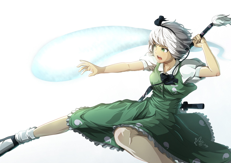 white background, hair, females, sky, green color, one person, young adult, character, Touhou, beauty, human arm, fashion, anime, female, blond hair, nature