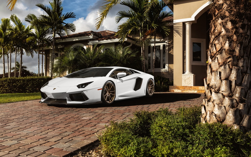 2K, front, aventador, lp700-4, Amazing, white, Lamborghini