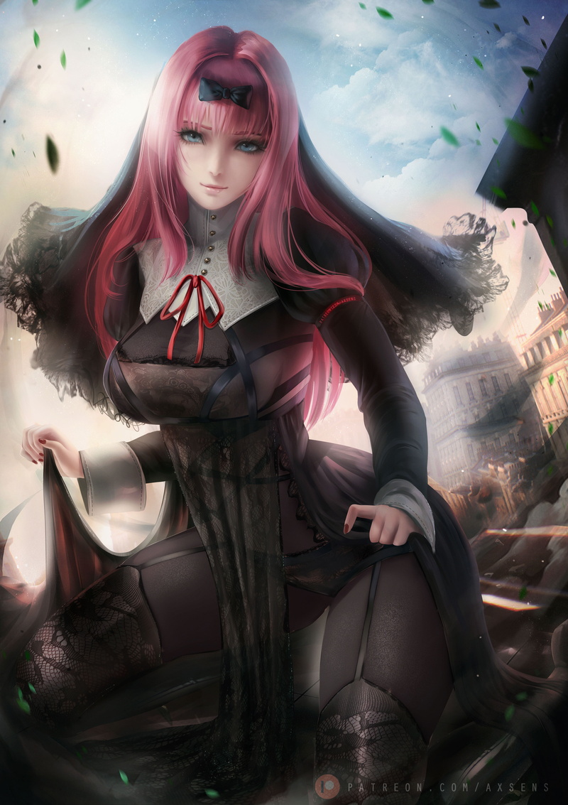 axsens, fan art, Kaguya-Sama: Love is War, schoolgirl uniform, long hair, anime girls, looking at viewer, frontal view, anime, illustration, Chika Fujiwara