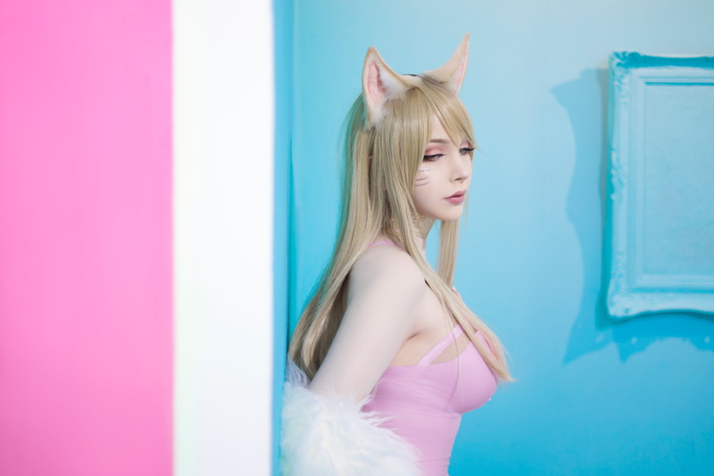 KDA Ahri, cosplay, video game characters, women indoors, Ahri (League of Legends), video game girls, K/DA, video games, model, League of Legends, long hair
