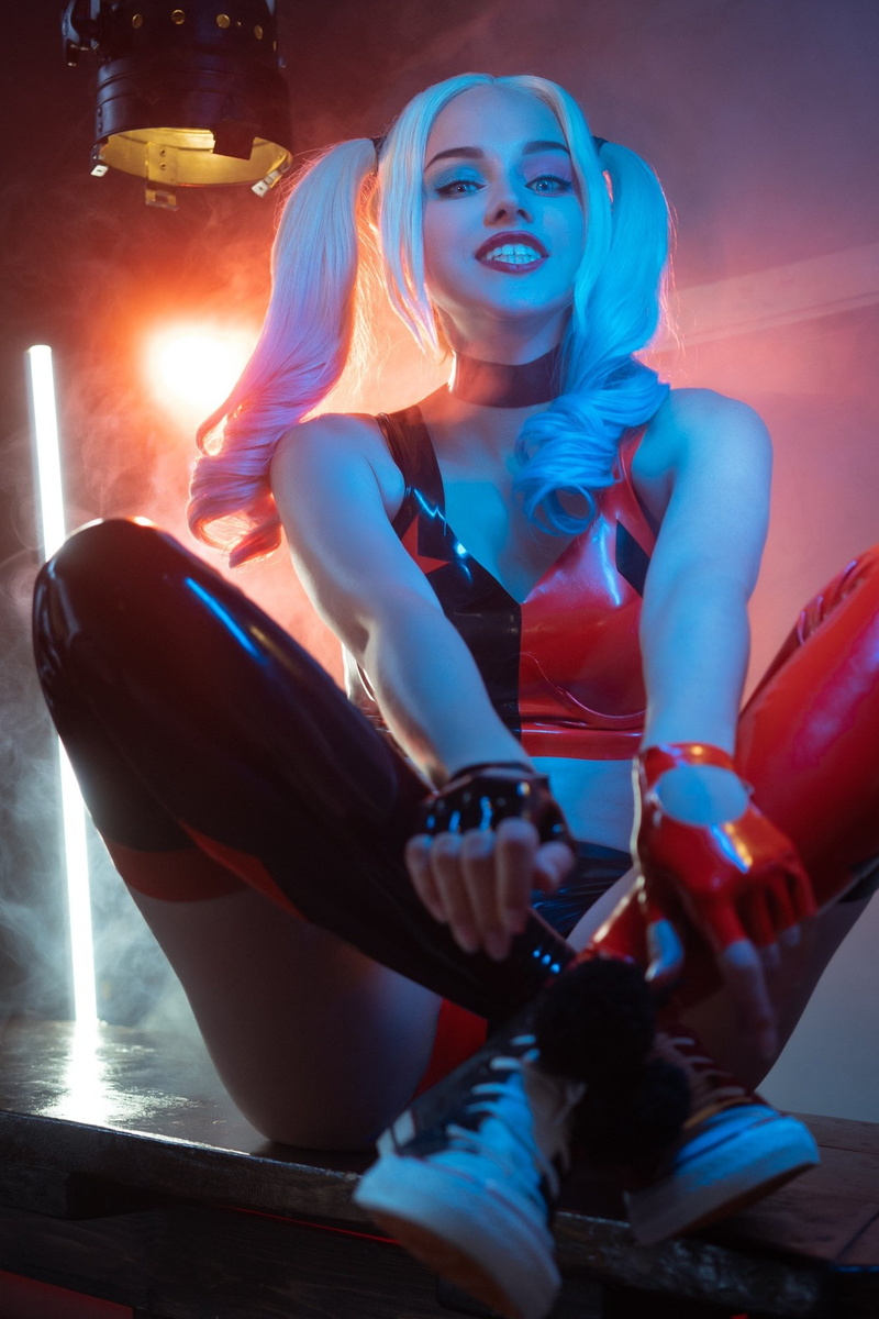 DC Comics, cosplay, 1080P, model, Harley Quinn, women, multicolored hair, Shirogane Sama
