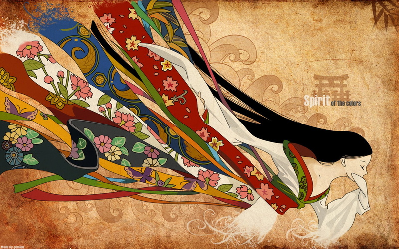 clothes, 1920x1200 px, long, Closed, multicolor, 1080P, px, Abstract, kimono, brunettes, art, eyes, hd, hair, architecture, x, japanese