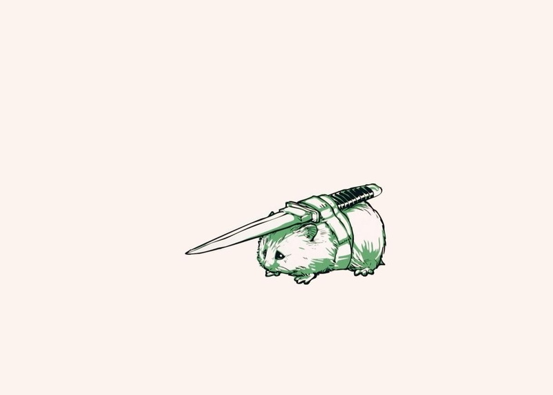 480P, hamster, minimalism, dagger