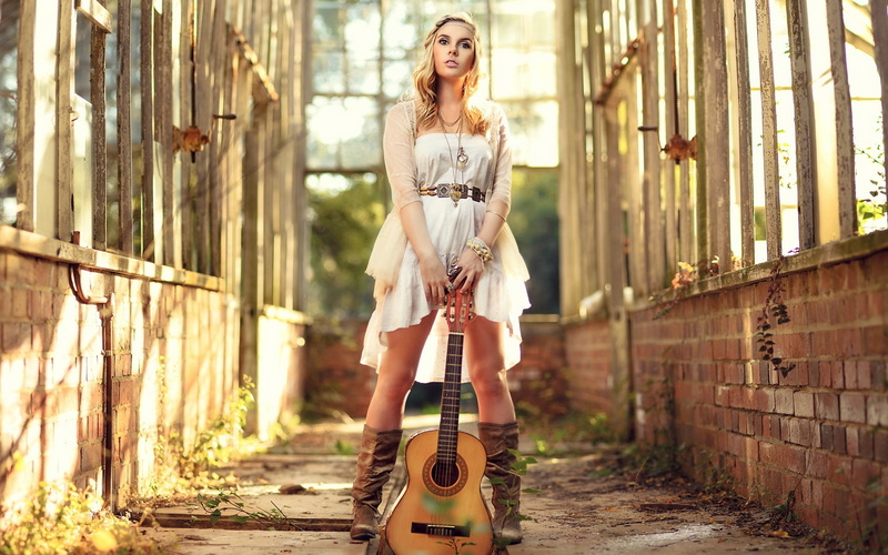 Beautiful, Sunshine, 1080P, Guitar, Girl, Music