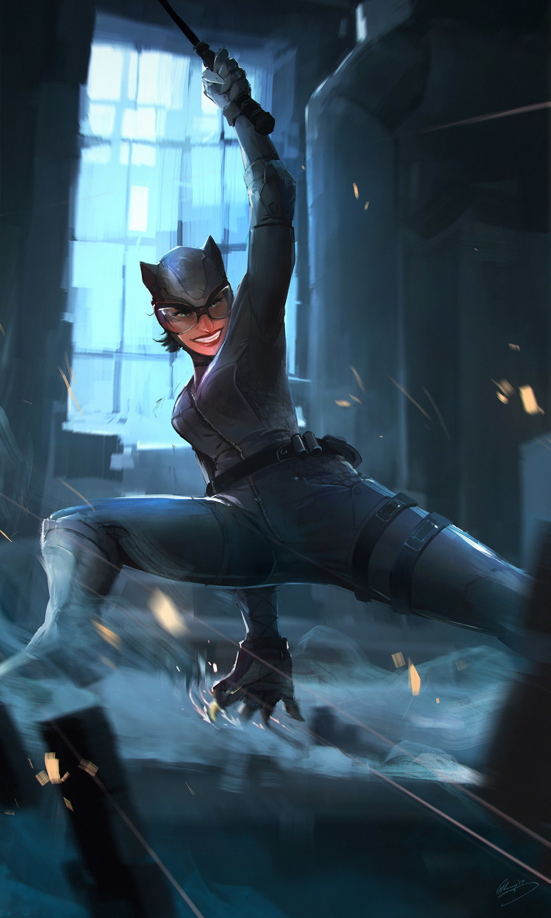 dark, Catwoman, fantasy girl, warrior, 1080P, mask
