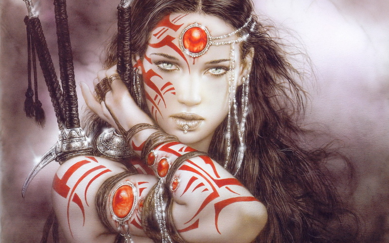 brunette, realistic, 1080P, women, Luis Royo, ink, fantasy art