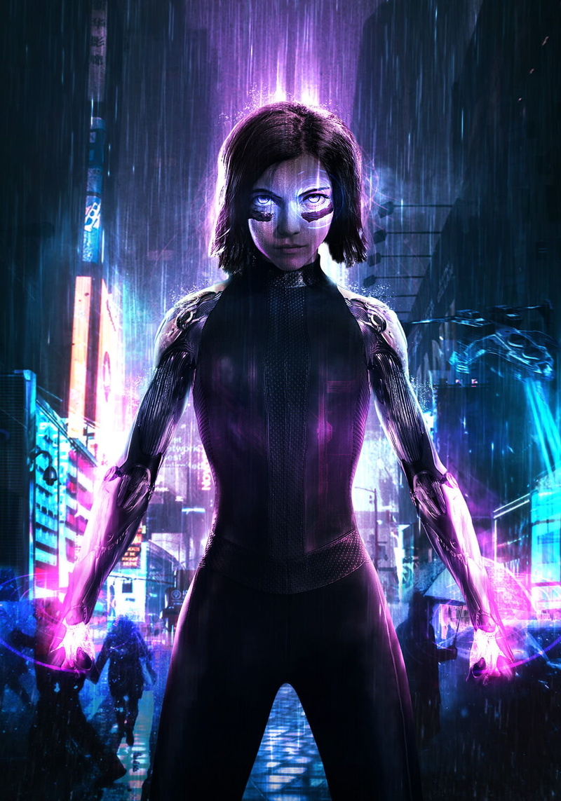 fan art, Alita: Battle Angel, 720P, digital art, cyberpunk, Cyberpunk 2077, futuristic