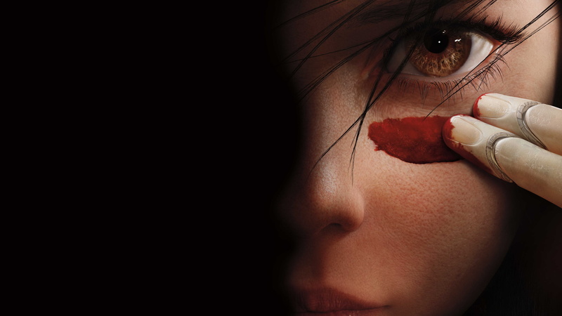 black background, Alita: Battle Angel, brown eyes, 2K