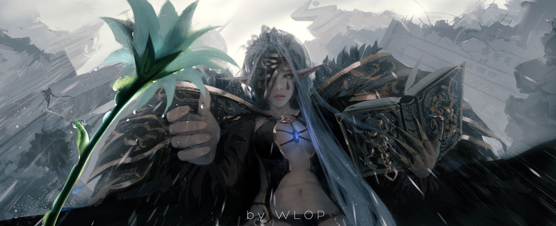 navels, books, 1080P, Dungeon and Fighter, WLOP, pointed ears