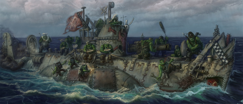 military, Warhammer 40000, religion, cannon, ship, war, armed Forces, nature, orcs submarine, sea, submarine, warhammer, history, day, creativity