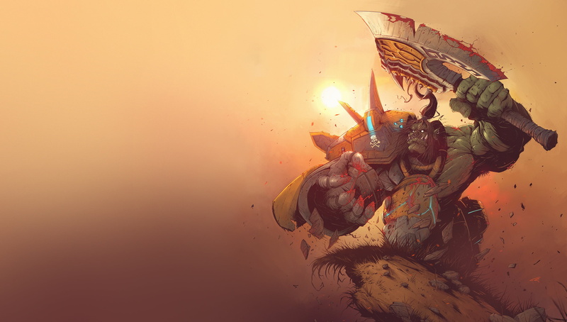 Grommash Hellscream, Warcraft, Warrior, Axe, World Of Warcraft, 2K, Orc