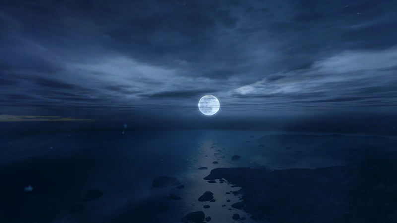 video games, photo, night, esther, water, moon, dear, body, hd, cg, ocean, 720P