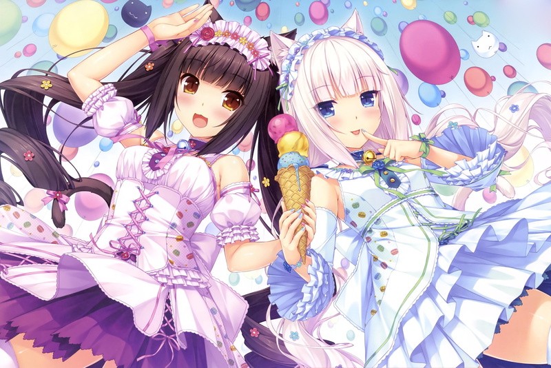 pink color, anime girls, decoration, retail, no people, close-up, indoors, high angle view, representation, choice, Chocolat (Neko Para), cat girl, human representation