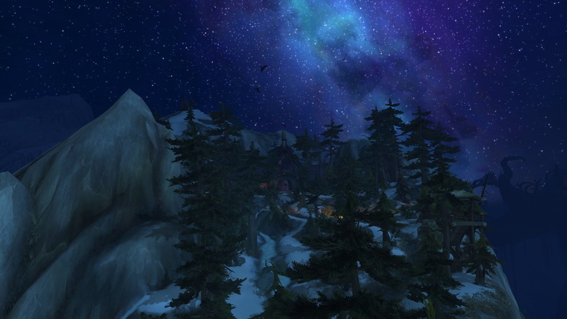 highmountain, Legion, tree, World of Warcraft, space, star - space, winter, illuminated, cold temperature, snow, space and astronomy, sky, beauty in nature