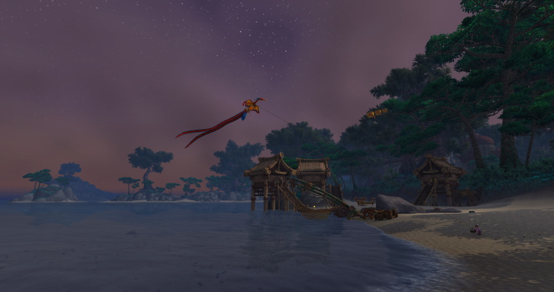 plant, full length, tree, beauty in nature, motion, World of Warcraft, sky, one person, water, outdoors, World of Warcraft: Mists of Pandaria, sea, jumping