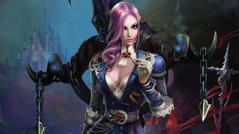 2560x1440 px, retail display, hair, long hair, Shenmo, waist up, vampire, adventure, representation, Gothic, forsaken, sculpture, 2K, beautiful woman