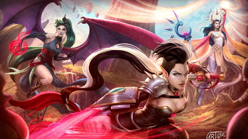 fiction, elf, MAG, art, wings, Lana Solaris, Antalya, dagger, 4K, Evelyn, girl, vampire, succubus, staff