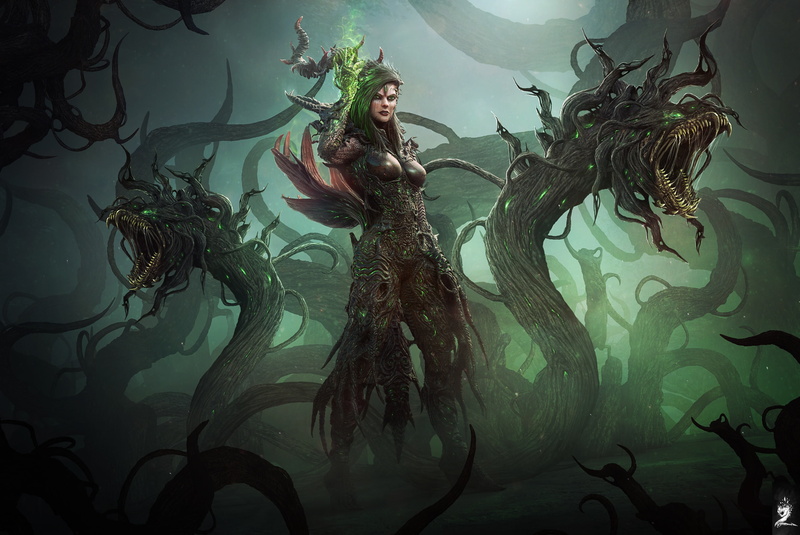 fantasy, monster, 2K, woman, MAG, darkness