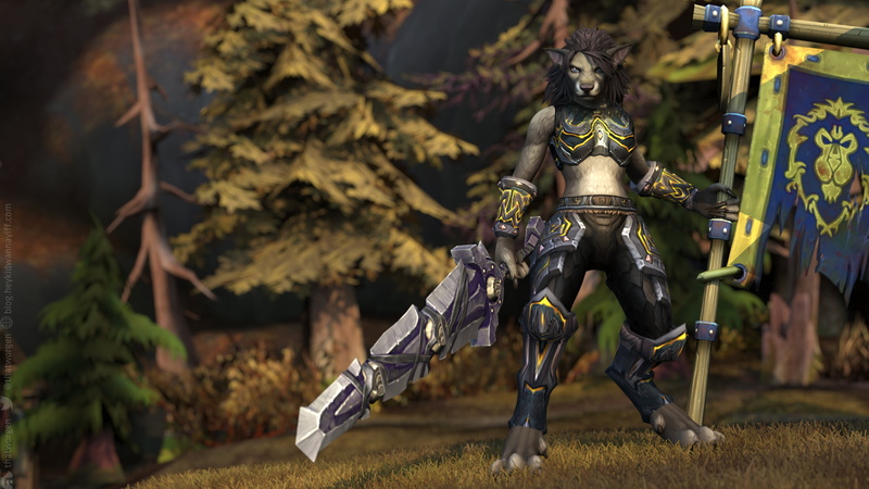 sword, Worgen, Alliance, wolf girls, World of Warcraft, 2K