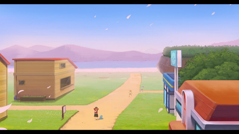 day, outdoors, built structure, video games, Pokémon, green color, mountain range, game, land, screenshot, no people, beauty in nature, tranquil scene