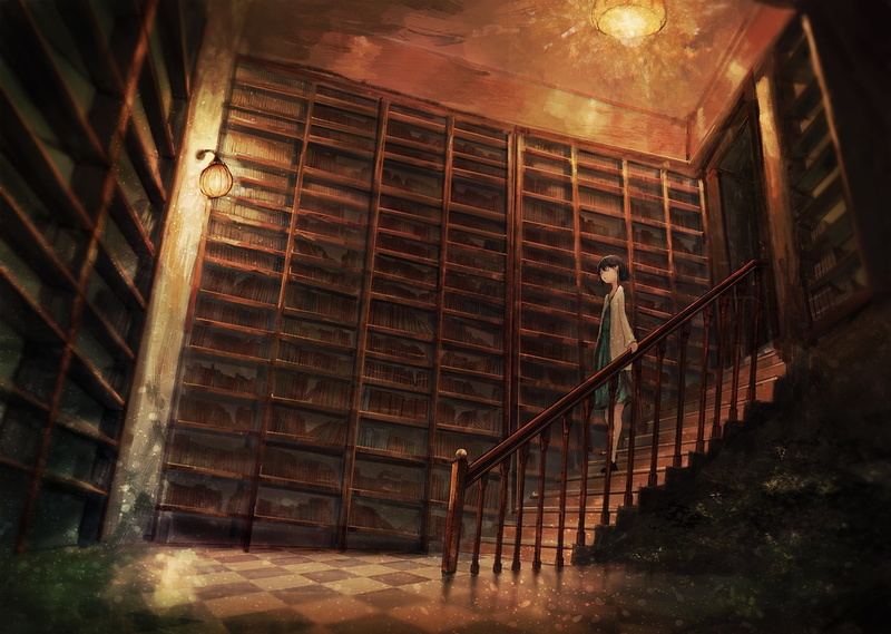 wall - building feature, sunlight, ceiling, architecture, low angle view, anime girls, nature, illuminated, stairs, Anime Grasoso, building, 720P, old