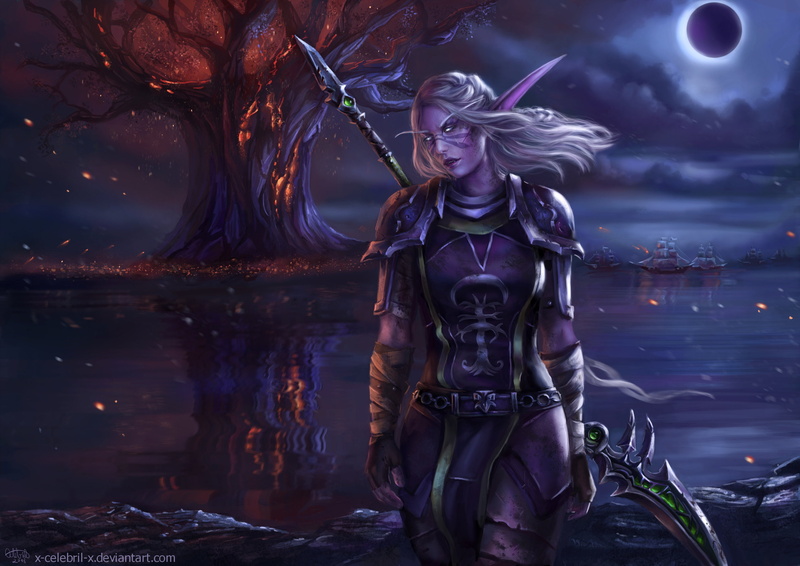 Blonde, Women Warrior, Girl, Night, 2K, Woman Warrior, Fantasy, Elf