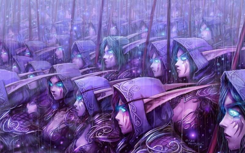 games, eyes, video, elf, fantasy, long, hd, warcraft, rain, artwork, blue, art, world, night, Video Games, ears, 720P