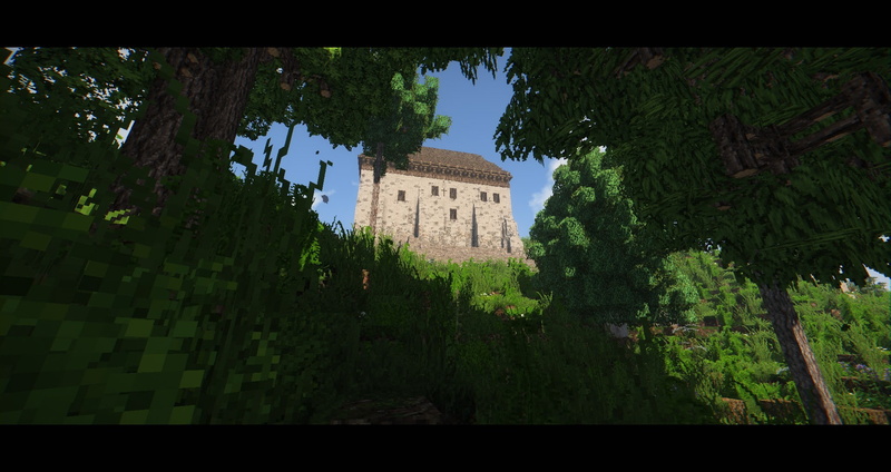 forest, 1080P, Conquest Reforged Mod, castle, Minecraft