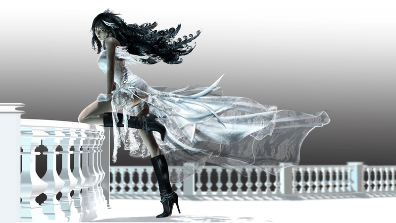 1080P, wearing, Dark, Vampire, Rinoa Heartilly, white, Final Fantasy VIII, Girl, dress, Final Fantasy, anime, character