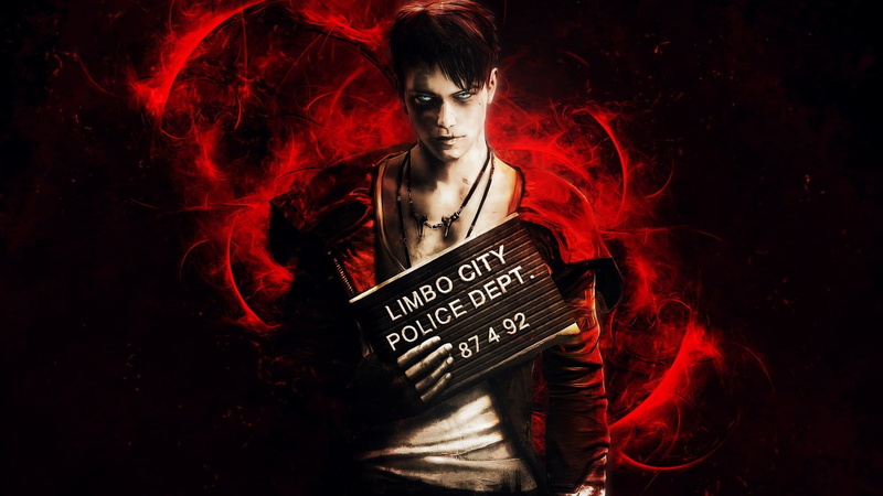 dark, men, horror, sign, s, fashion, Devil May Cry, black, Dante, looking at camera, 1080P, hair, hairstyle, indoors, demon, video games, black background