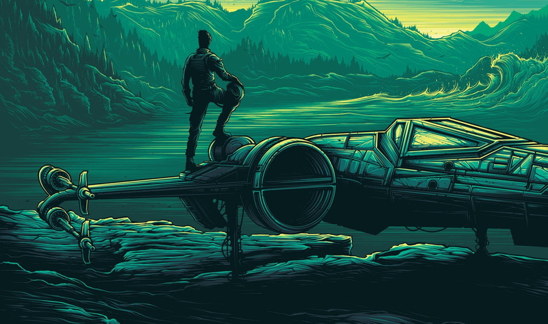 forest, Pilot, waves, 2K, blue, Star Wars, Green, Pastel, mountain, cyan, X wing
