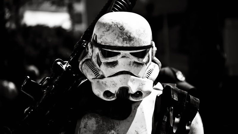 science fiction, Dirt, helmet, 1080P, Galactic Empire, monochrome, soldier, Star Wars, stormtrooper