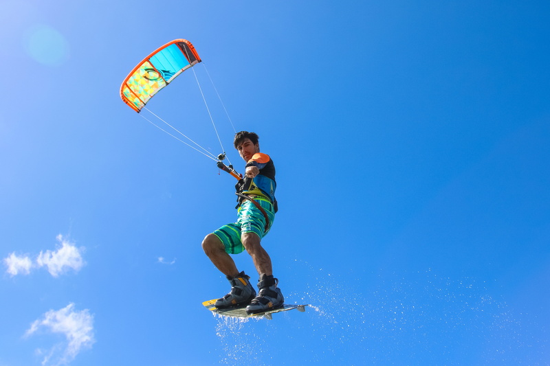 kitesurfing, motion, sport, fun, day, nature, photo, sky, copy space, action energy, clear sky, adventure, low angle shot, parachute, kiteboarding, mid-air