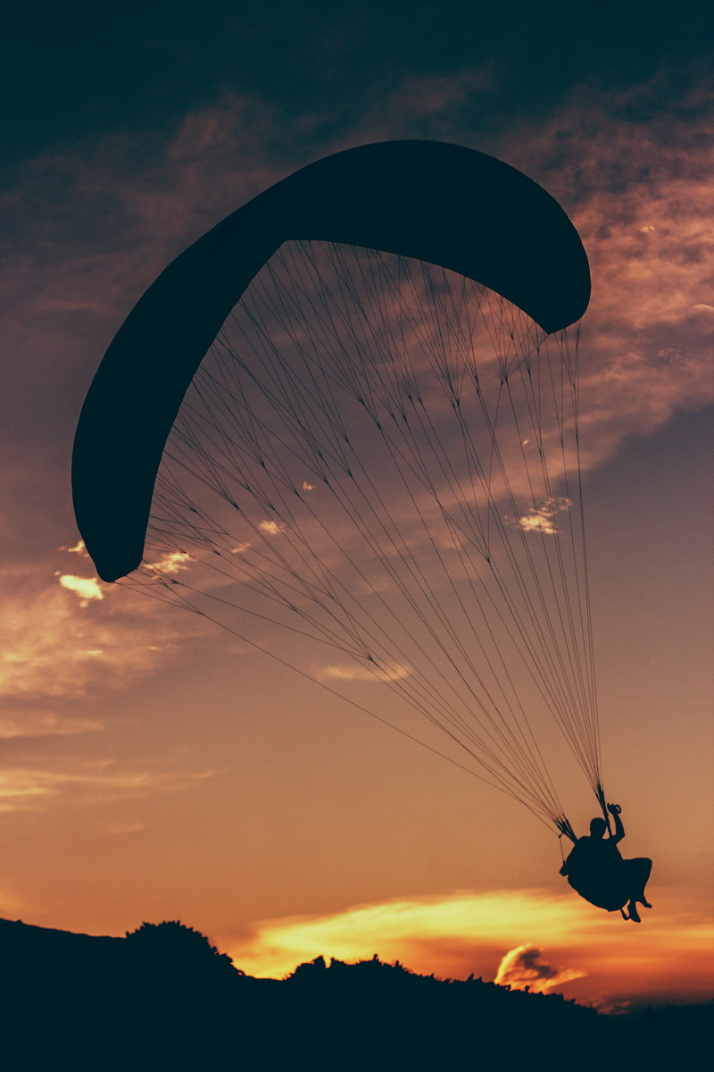 brazil, flying, flight, unrecognizable person, 5K, paragliding, leisure activities, scenics - nature, hour, outdoors, leisure activity, adventure, golden hour