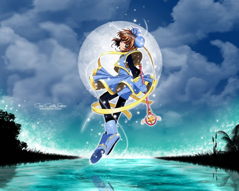 blue, water, cloudscape, positive emotion, people, card captor sakura, cloud - Sky, flying, 720P, joy, mid-air, leisure activity, excitement, motion, day