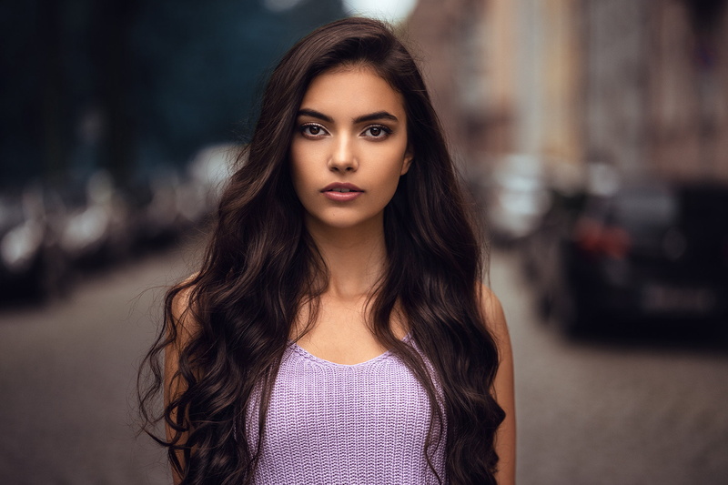 Laura Theresa, face, portrait, Anatoli Oskin, pink lipstick, women, women outdoors, long hair, 1080P
