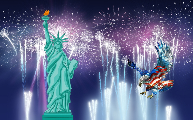 independence, 2K, fireworks, hd, day, th, americans, bald, desktop, statue, symbol, liberty, eagle, july, celebration