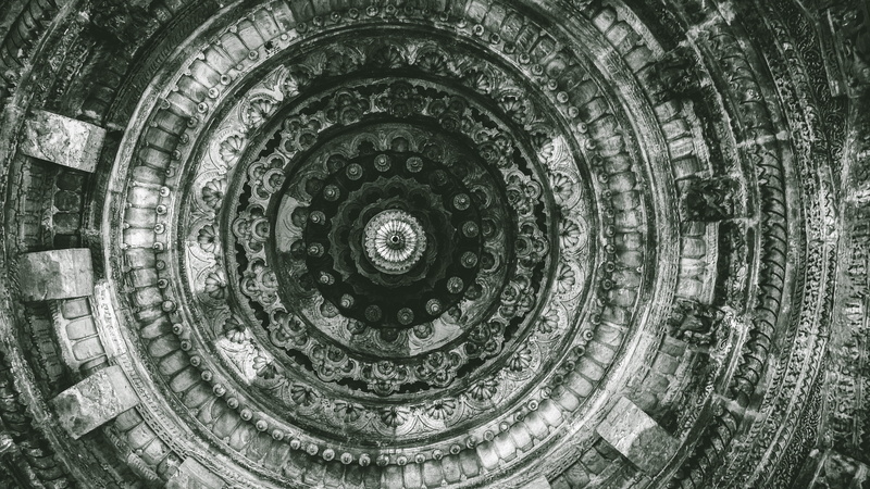 india, building, hindu, symmetry, geometric shape, black, architecture, indian, geometric, ornate, circle, cupola, religion, pattern, temple, built structure