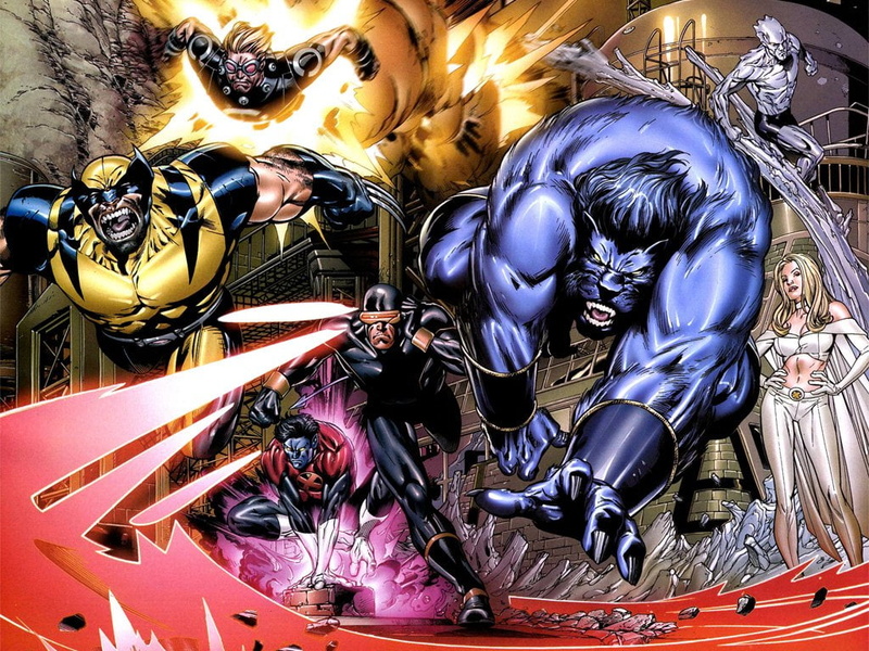 Nightcrawler (Marvel Comics), White Queen (Marvel Comics), creativity, Scott Summers, still life, Beast (Marvel Comics), container, day, x, high angle view