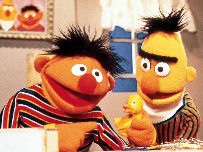 bert, rubber ducky, ernie, tv, room, art, entertainment, sesame, family room, buddies, street, family, series, 480P, hd, family show