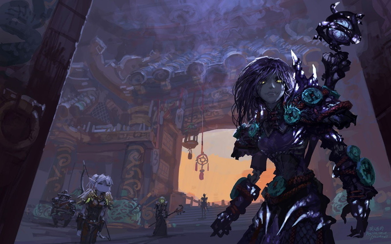 purple, warlock, warcraft, 720P, world, yaorenwo, fantasy, artwork, art