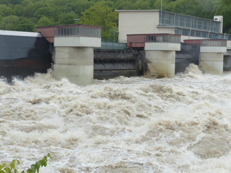 nature, no people, barrage, lock, energy generation, climate change, power, force of nature, flood, dam, wet, wave, building, cloudiness, flooding, storm