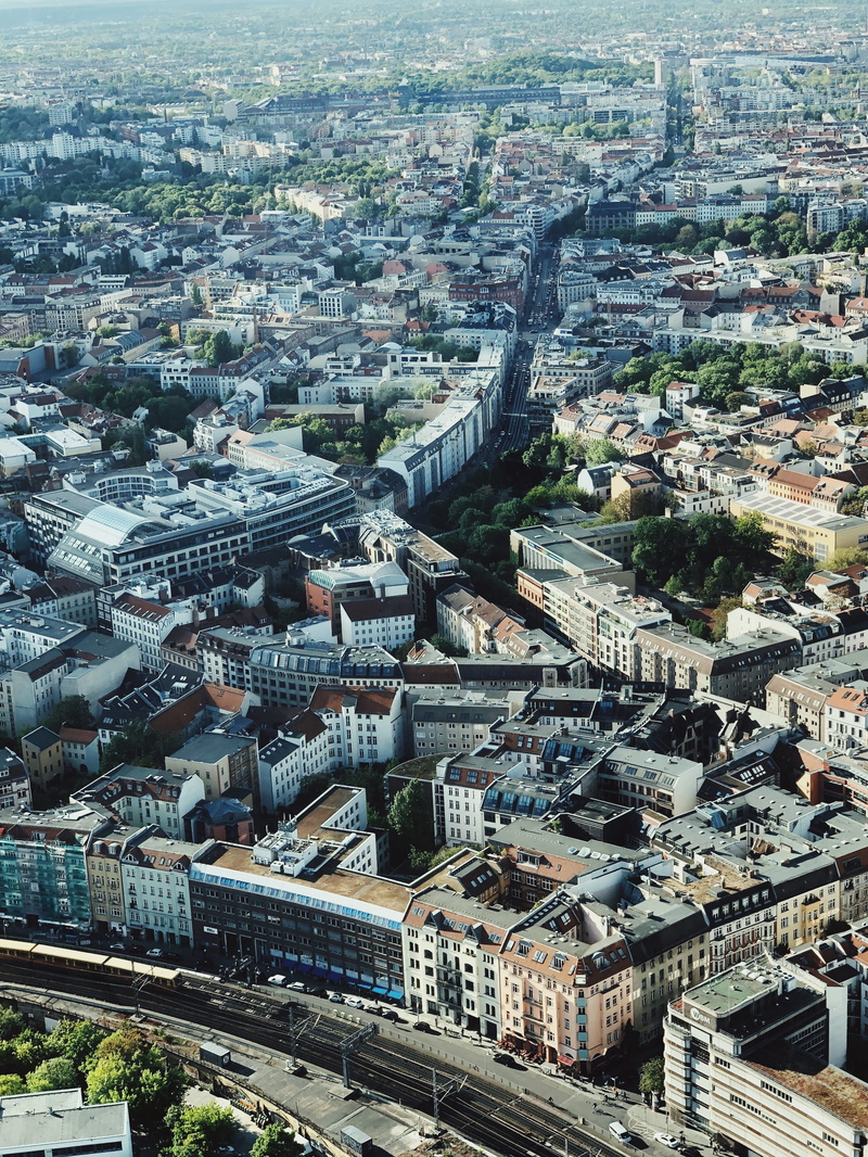 train, city, germany, bridge, connection, day, cityscape, aerial view, metropolis, 4K, scenery, bridge - man made structure, transportation, road, built structure